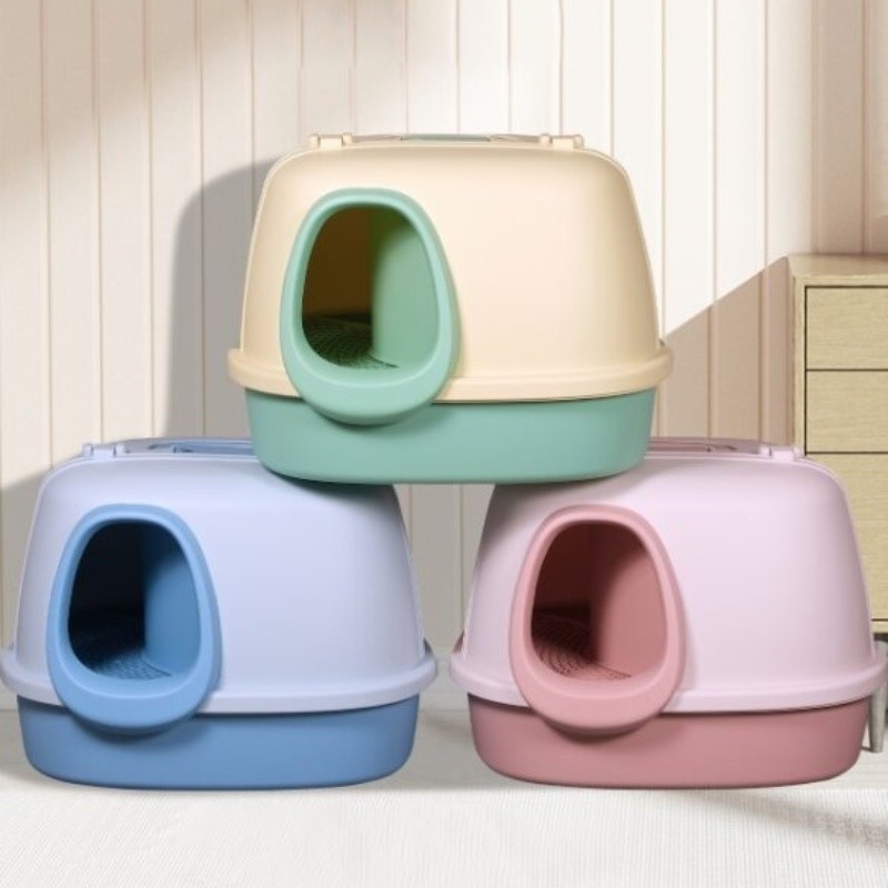 Big Mouth Monkey Corridor Cat Litter Box Blue Yellow Pink Cat Litter Box