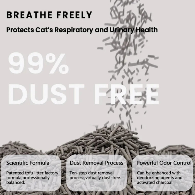 Deodorizing Activated Carbon Cat Litter Grey Biodegradable Tofu Cat Litter