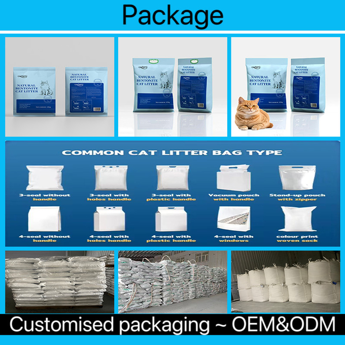 OEM Bentonite Cat Litter Sand Dust Free 0.8mm-3.8mm Bentonite Litter Sand